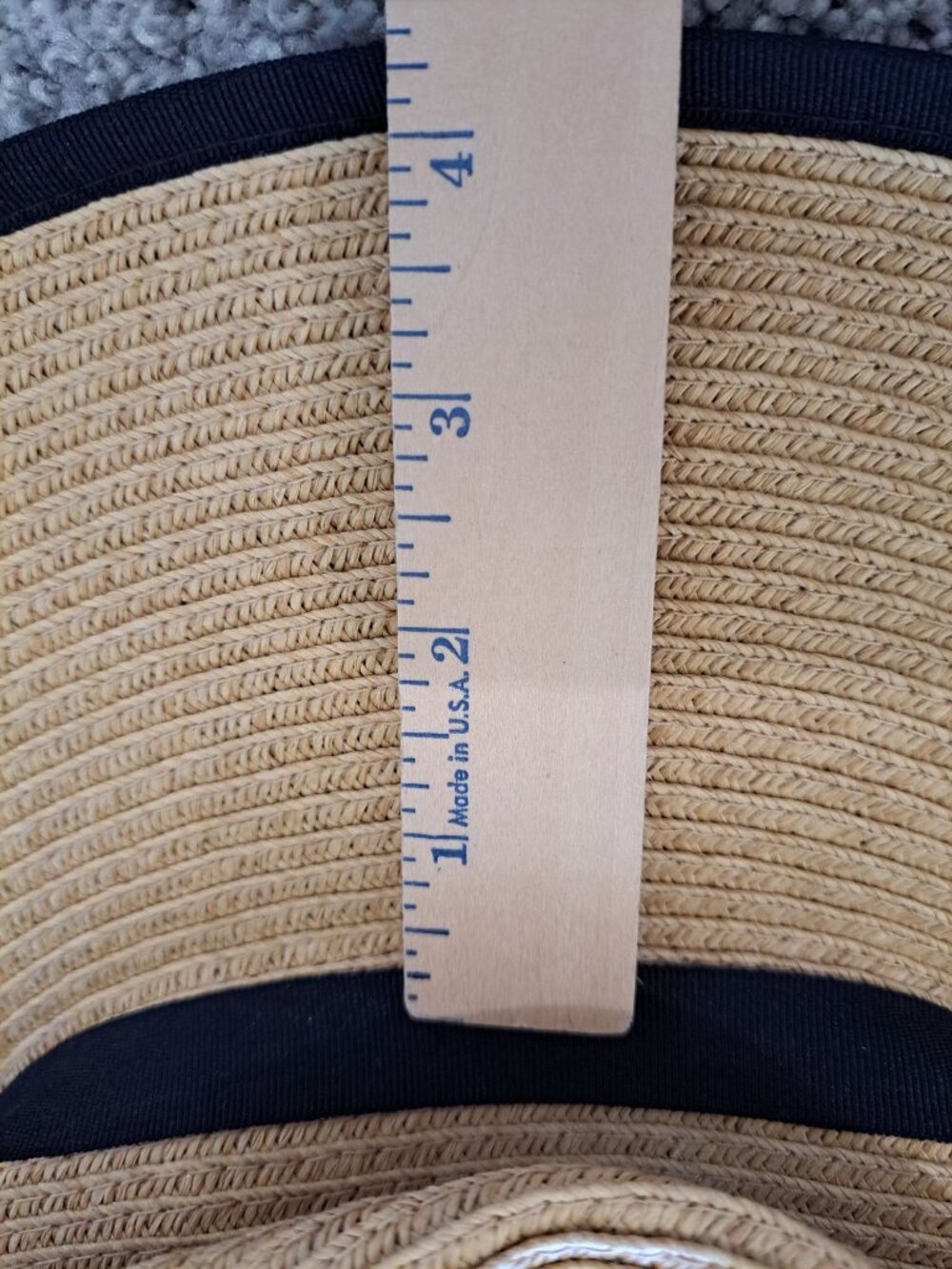 Scala Women's Wide-Brim Straw Hat Beige Black Ribbon Adjustable Sun Protection - Picture 5 of 6